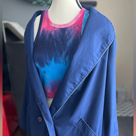 Vintage Blue Trench Coat - Picture 3 of 8